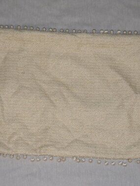 Natori Pom Pom Edge Trim Woven Ivory Beige Zip Close Pillow Sham 17" x 11.5"